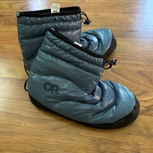 Outdoor Research Tundra Aerogel Booties Blue Camp Slippers size 8-5
